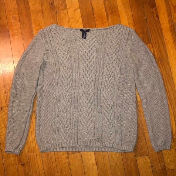 GAP Sweaters - Gap Boatneck Cable Sweater in Heather Grey, M